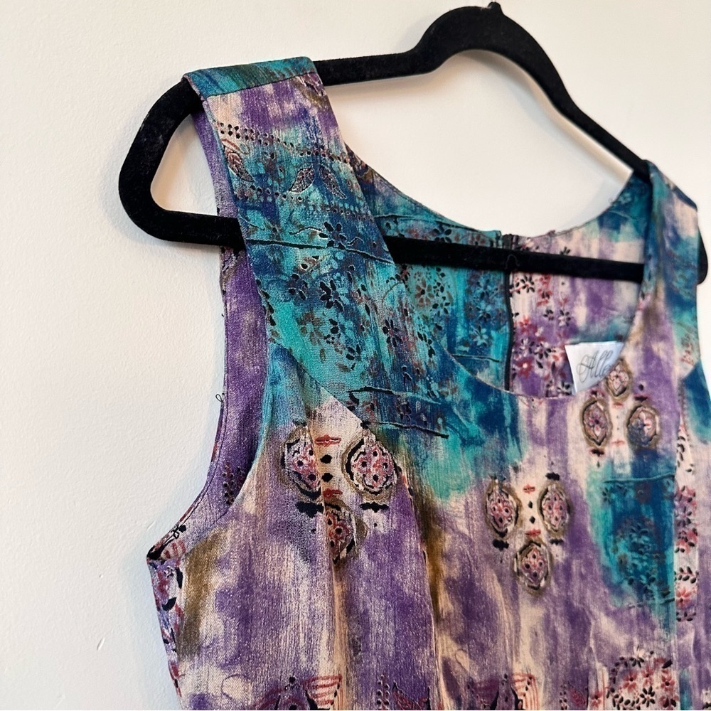 Vintage “Allegra” Floral Watercolour Tiered Dress - Picture 11 of 14